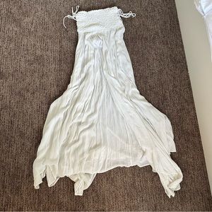 🦋 free people white beach strapless dress maxi